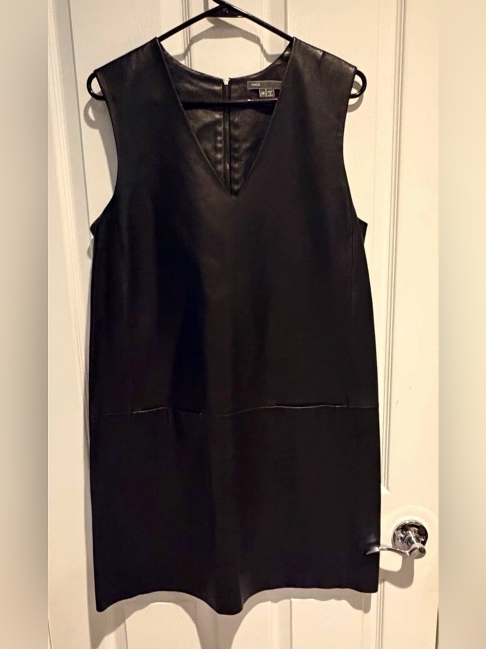 VINCE 100% Lamb Leather Black Shift Dress Women’s Size 12 Sleeveless